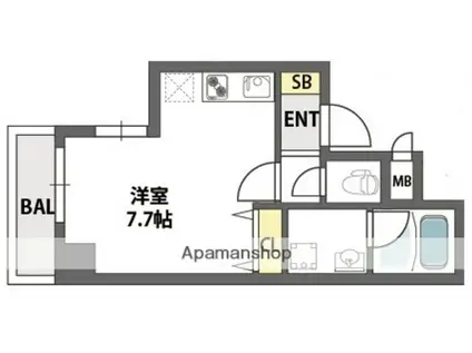 アビテ北御堂(ワンルーム/4階)の間取り写真