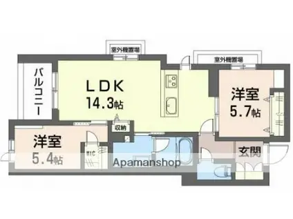 WITH PLUS 天王寺区舟橋町(2LDK/4階)の間取り写真