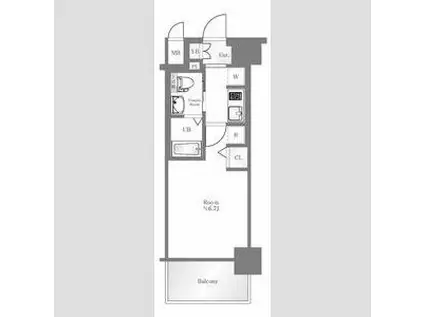 エステムコート難波サウスプレイス4パークグレイス(1K/6階)の間取り写真