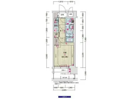 プレサンスOSAKA東成中本ハーヴィル(1K/5階)の間取り写真