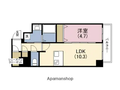 プレサンス堺筋本町駅前シェル(1LDK/7階)の間取り写真