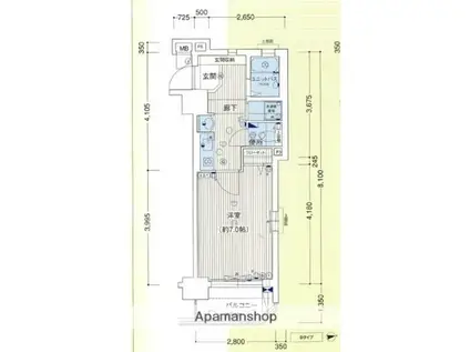 プレサンス東本町(1K/2階)の間取り写真