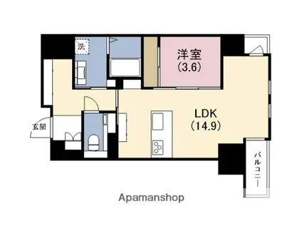 THE WEAVE MINAMI SEMBA(1LDK/6階)の間取り写真