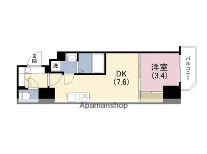 アプリーレ松屋町(1DK/3階)の間取り写真