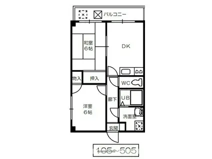 Mプラザ城東参番館(2DK/4階)の間取り写真