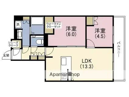 サンクレイドル天王寺(2LDK/6階)の間取り写真