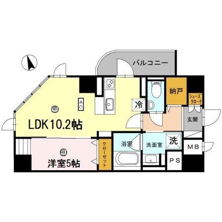 プレミアム菱屋西(1LDK/2階)の間取り写真