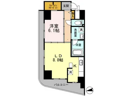 カスタリアタワー肥後橋(1LDK/2階)の間取り写真