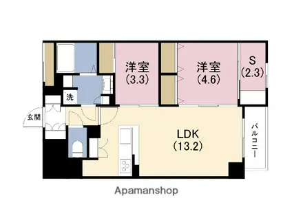 アーバネックス天満橋サウス(2SLDK/12階)の間取り写真