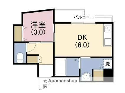 フォートレスコート(1DK/4階)の間取り写真