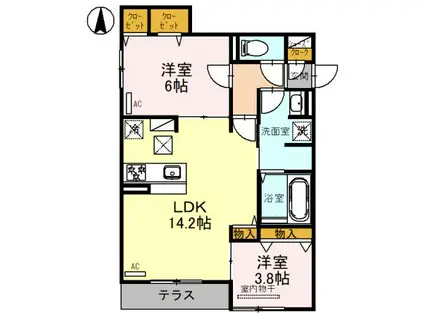 CLASHIST平野西ウエスト(2LDK/1階)の間取り写真