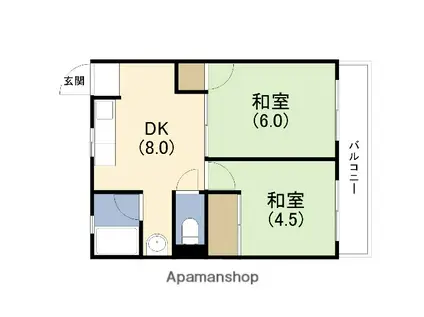 ハイツ・サンローゼ桃谷(2DK/3階)の間取り写真