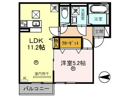 ドミール本町(1LDK/1階)の間取り写真