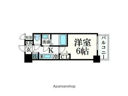 プレサンス心斎橋ブライト(1K/14階)の間取り写真