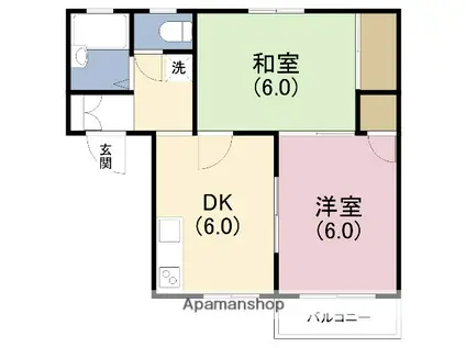 メゾンミモザ(2DK/2階)の間取り写真