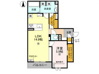 スペチアーレ平野西(1LDK/3階)の間取り写真