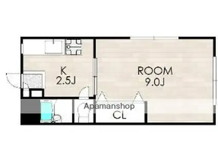 筆ヶ崎マンション(1K/3階)の間取り写真