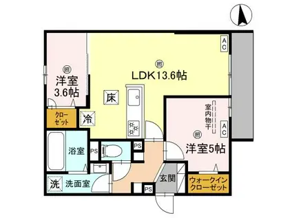 グランピース駒川(2LDK/1階)の間取り写真