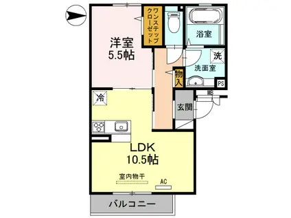 カーサ ポポラーレ(1LDK/3階)の間取り写真