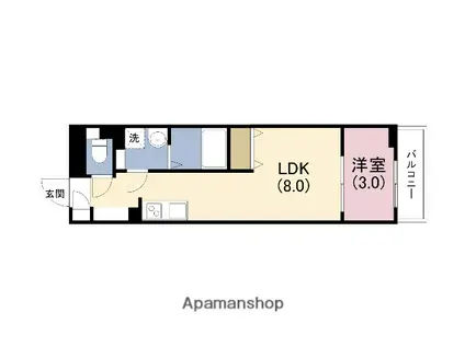 S-MOVE緑橋Ⅱ(1LDK/4階)の間取り写真