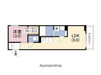 S-MOVE緑橋Ⅱ(1LDK/1階)の間取り写真