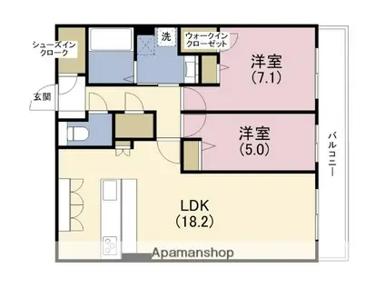 スプランディッド本町東DUE(2LDK/18階)の間取り写真