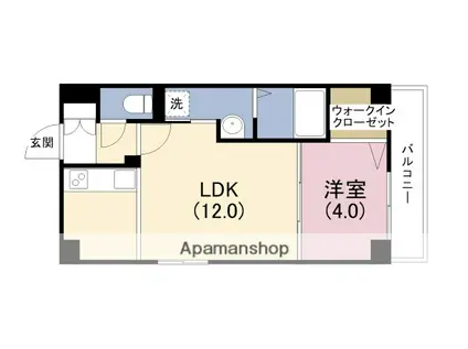 アリビラ鶴橋(1LDK/4階)の間取り写真