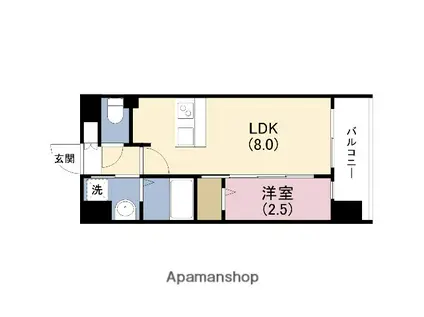 LUXE玉造南(1LDK/14階)の間取り写真