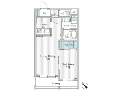 モクシオン大阪ベイ(1LDK/1階)の間取り写真