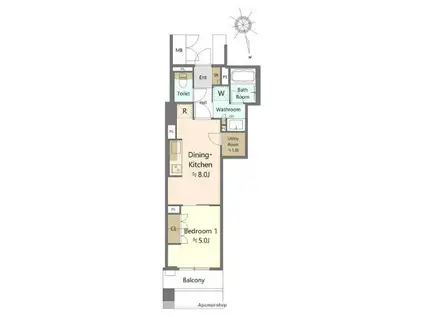 ローレルタワー心斎橋(1LDK/4階)の間取り写真