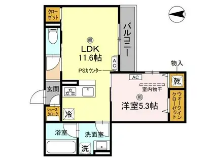 TORISIA平野西I(1LDK/2階)の間取り写真