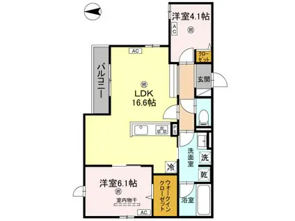 TORISIA平野西I(2LDK/2階)の間取り写真