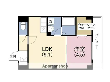 アルカンシェルコート緑橋(1LDK/3階)の間取り写真