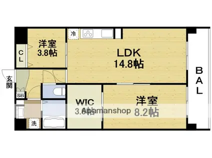 ALIVIS野田阪神(2LDK/9階)の間取り写真