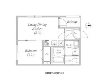 ロイヤルレジデンス鶴橋(1LDK/2階)の間取り写真