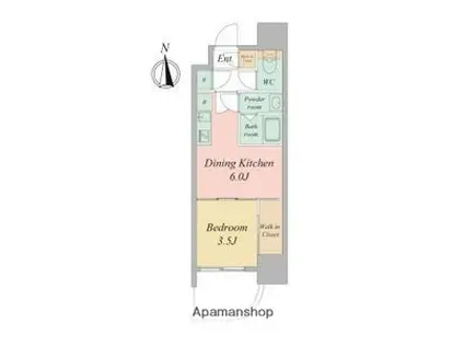 セレニテフラン谷町四丁目アリエ(1DK/6階)の間取り写真