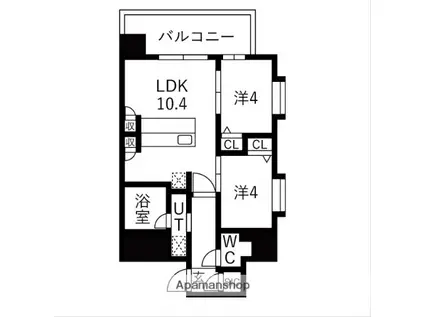 スプランディッド玉造(2LDK/9階)の間取り写真