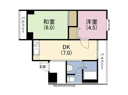 ループハイツ篠田(2DK/4階)の間取り写真