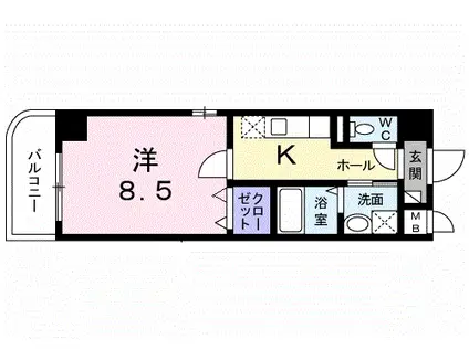 ジェルメ(1K/5階)の間取り写真