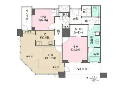 グランフロント大阪オーナーズタワー(2LDK/26階)の間取り写真