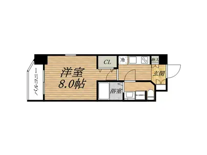 ルーエ天満橋(1K/14階)の間取り写真