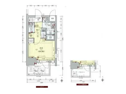 プレサンス玉造駅前ルージュ(1K/7階)の間取り写真