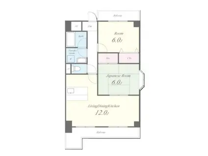 グランドール福川II(2LDK/7階)の間取り写真