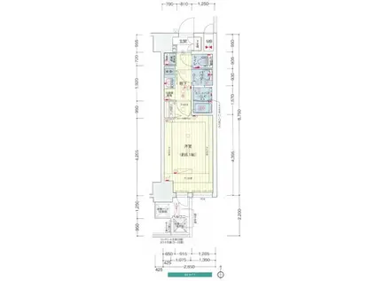 プレサンス谷町九丁目駅前(1K/4階)の間取り写真