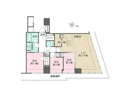 BRILLIA TOWER堂島(3LDK/23階)の間取り写真