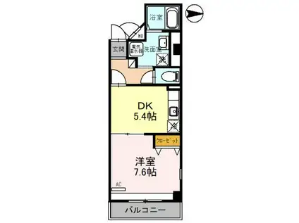 ソレアード昼ヶ丘(1DK/7階)の間取り写真