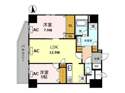 玉造BASE(2LDK/5階)の間取り写真