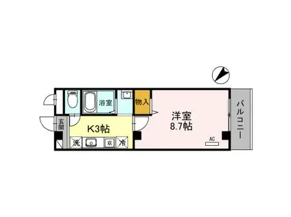 グランボヌール(1K/6階)の間取り写真