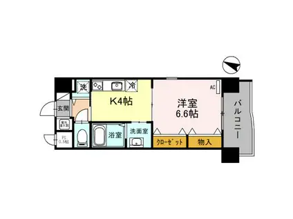 キリンパークサイド(1K/7階)の間取り写真