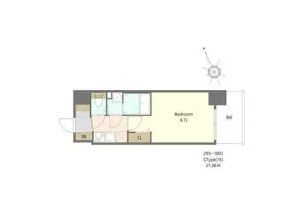 ALIVIS福島海老江(1K/10階)の間取り写真